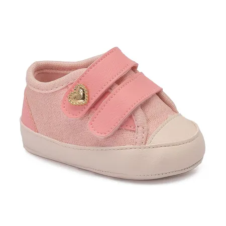 Sapatinho De Bebê Rosa Com Brilho E Velcro