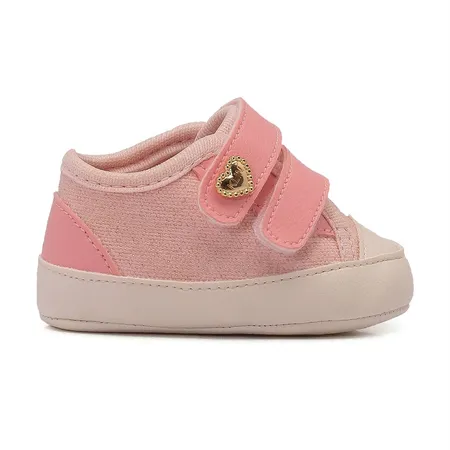 Sapatinho De Bebê Rosa Com Brilho E Velcro Sapatinho De Bebê Rosa Com Brilho E Velcro