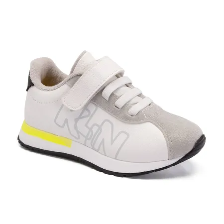 Tênis Infantil Branco E Cinza Com Neon