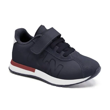 Tênis Infantil Casual Com Velcro E Cadarço Azul Marinho