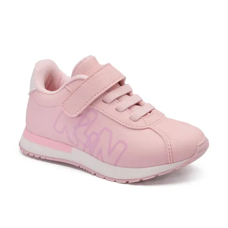 Tênis Infantil Rosa Com Velcro E Cadarço Elástico