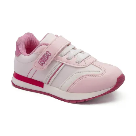 Tênis Infantil Esportivo Rosa Com Velcro Kin