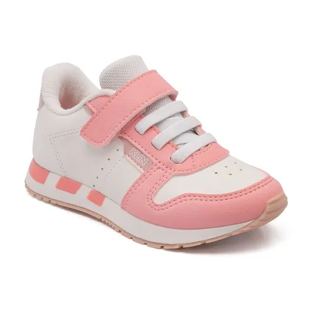 Tênis Infantil Klin Play Rosa E Branco Com Velcro