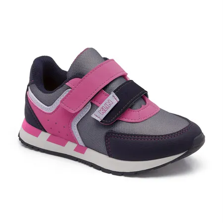 Tênis Infantil Klin Super Aventura Com Velcro - Pink E Cinza