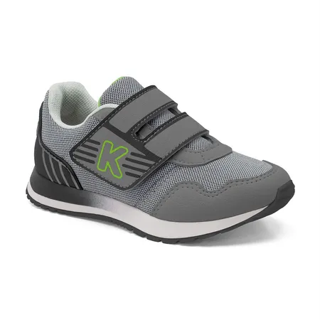 Tênis Infantil Fofinho De Velcro - Cinza E Verde Para Aventuras