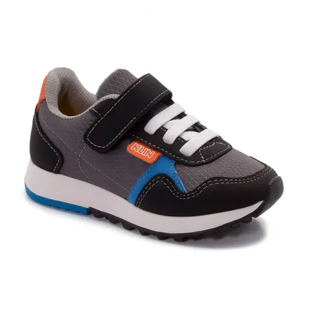 Tênis Infantil Klin Com Velcro Aventureiro Cinza