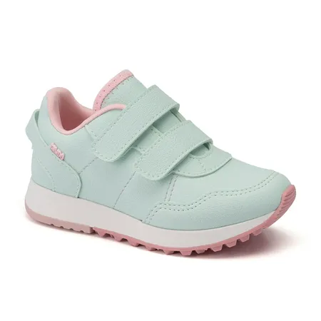 Tênis Infantil Rum Menta E Rosa Com Velcro
