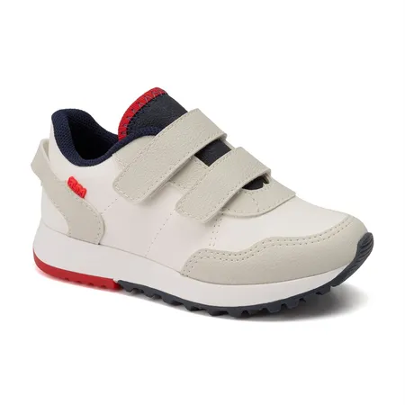 Tênis Infantil Kun Velcro Aventureiro Branco Com Detalhes