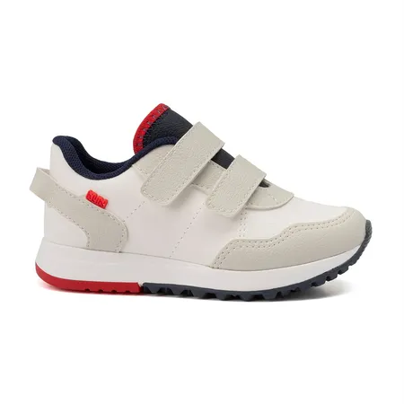 Tênis Infantil Kun Velcro Aventureiro Branco Com Detalhes