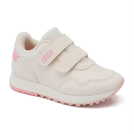 Tênis Infantil Klin Fofinho Com Velcro Creme E Rosa