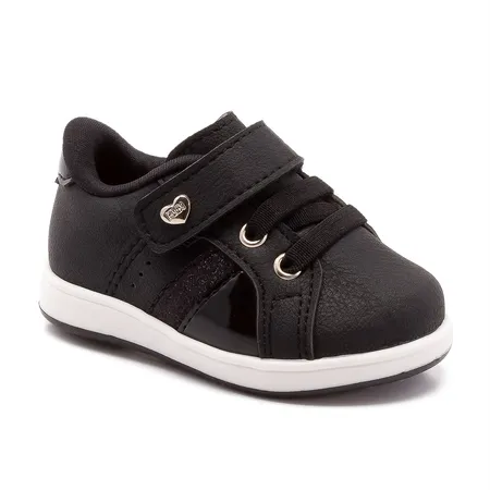 Tênis Infantil Fofinho Preto Com Coração E Velcro Tênis Infantil Fofinho Preto Com Coração E Velcro