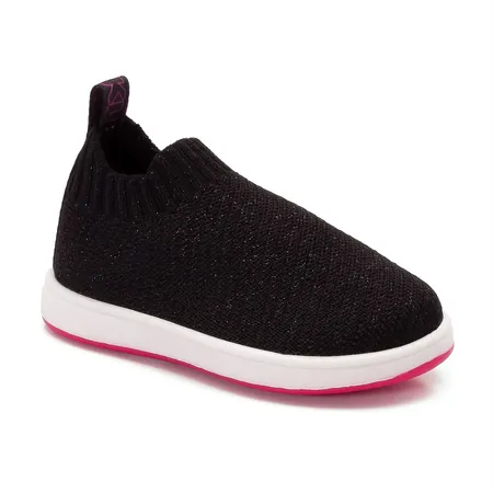 Tênis Slip-On Infantil Pretinho Brilhante Com Charme Pink