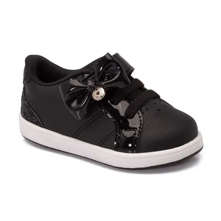 Tênis Infantil Menina Charme Laço Brilhante Preto
