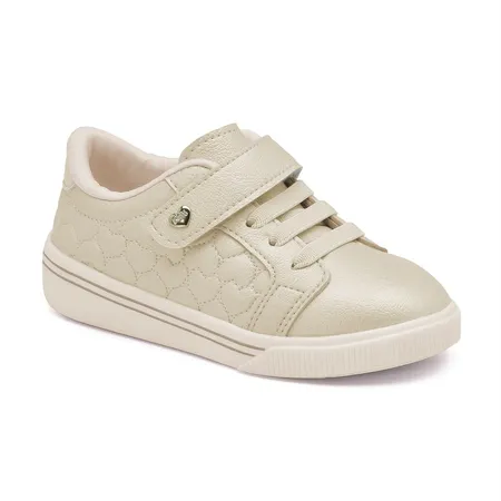 Tênis Infantil Coração Brilhante Creme