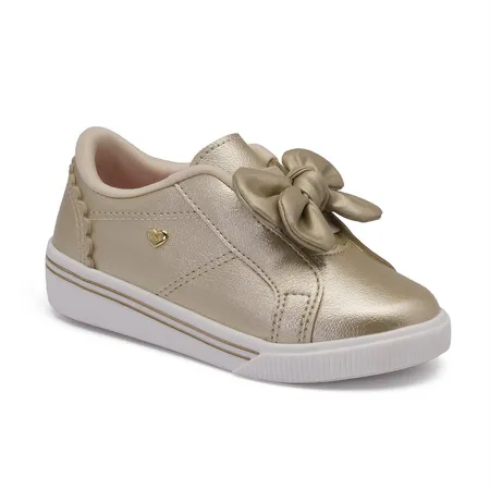 Tênis Slip-On Infantil Dourado Com Laço Mágico