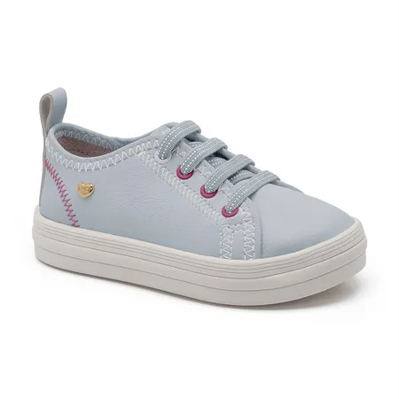 Tênis Infantil Fofura Azul-Céu Com Coraçãozinho