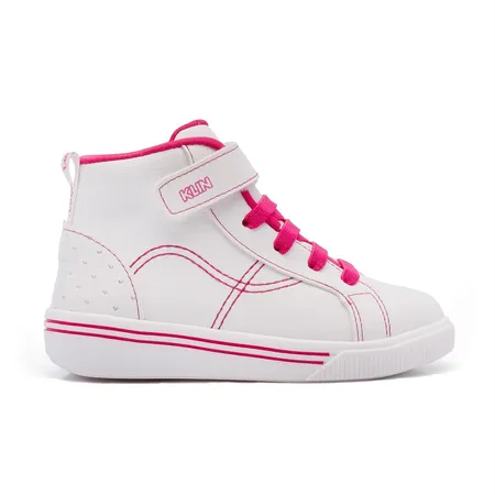 Tênis Infantil Klin Cano Alto Branco E Pink Tênis Infantil Klin Cano Alto Branco E Pink