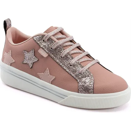 Tênis Infantil Klin Rosa Com Glitter E Estrelas