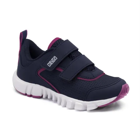 Tênis Infantil Klin De Velcro Fofinho Azul Marinho E Pink