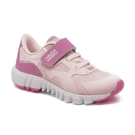 Tênis Infantil Klin Rosa Esportivo Com Velcro Para Meninas