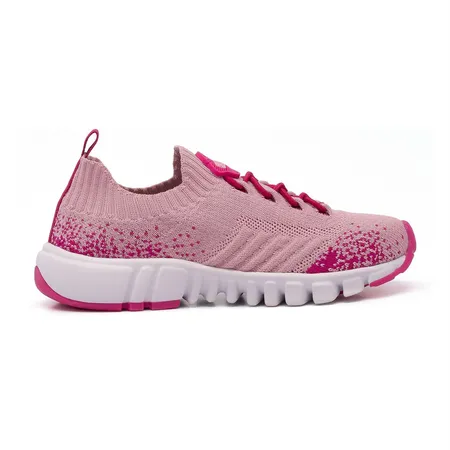Tênis Infantil Klin Play Em Knit Rosa Com Cadarço Elástico Tênis Infantil Klin Play Em Knit Rosa Com Cadarço Elástico