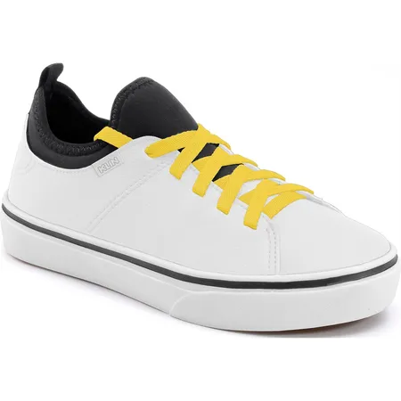 Tênis Infantil Klin Casual Branco Com Cadarço Amarelo