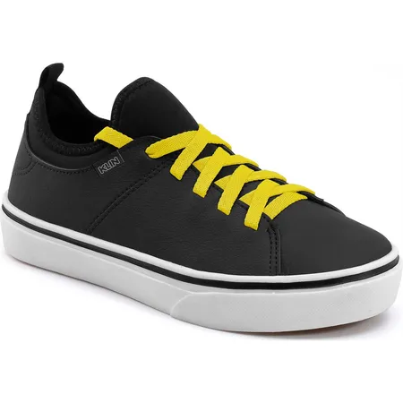 Tênis Infantil Klin Urbano Preto Com Cadarço Amarelo