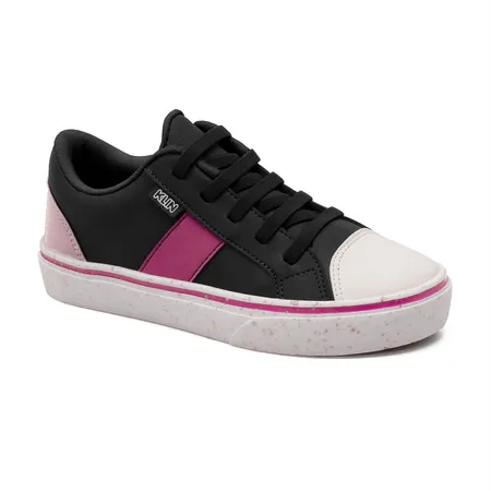 Tênis Infantil Klin Estiloso Preto E Pink Com Solado Divertido