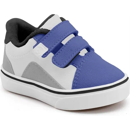 Tênis Infantil Casual Com Fecho De Contato Azul E Branco