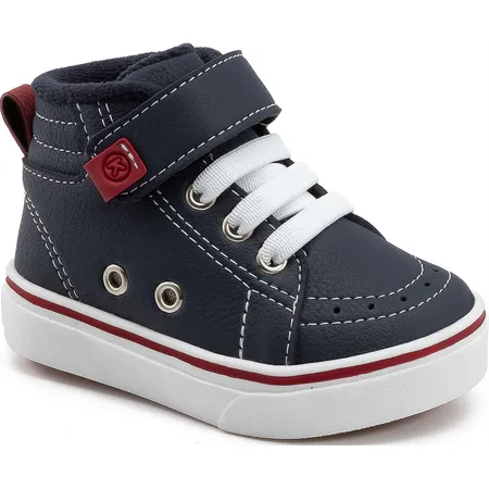 Tênis Infantil Cano Alto Aventureiro Com Velcro Azul Marinho