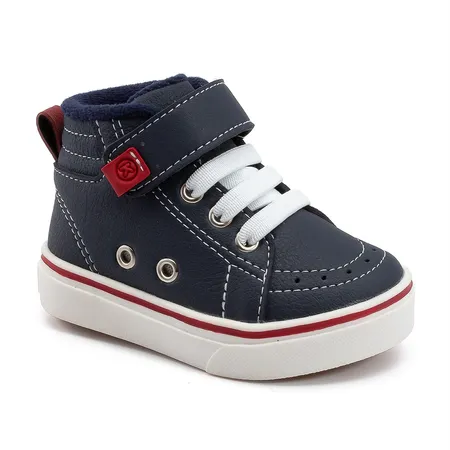 Tênis Infantil Cano Alto Aventureiro Com Velcro Azul Marinho