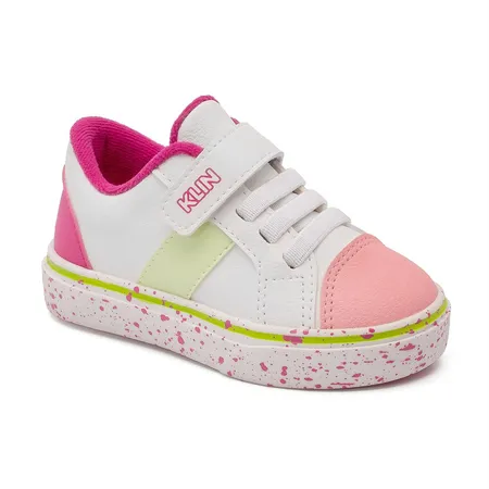Tênis Infantil Klin Colorido Com Velcro E Cadarço Elástico