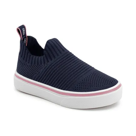 Tênis Infantil Klin Calce Fácil Tricô Azul Marinho Com Detalhe Rosa