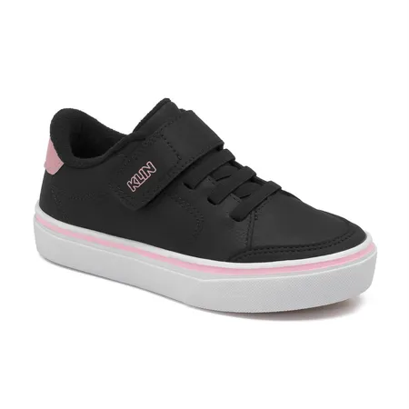 Tênis Infantil Klin Com Velcro Preto E Rosa