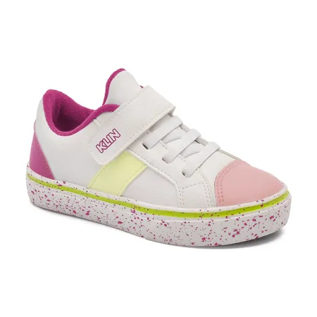 Tênis Infantil Klin Colorido Com Velcro E Cadarço Elástico