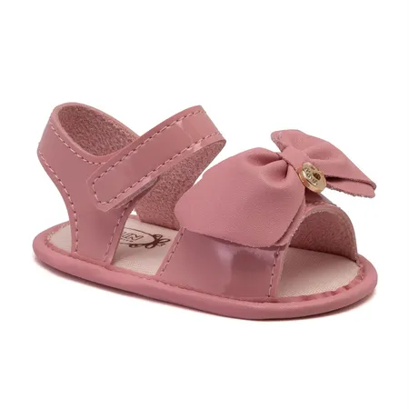 Sandália Bebê Rosa Com Laço E Brilho Fofurinha