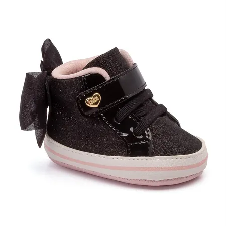Botinha Sneakers Infantil Klin Glitter E Laço