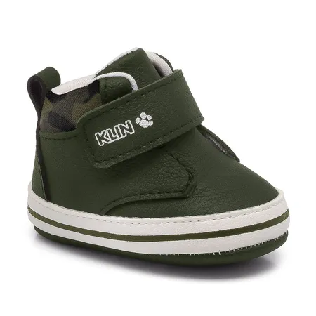 Botinha Fofinha Caminhada Klin Camuflada Verde Para Bebês