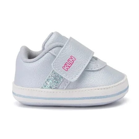 Tênis Bebê Klin Prata Com Glitter E Velcro Tênis Bebê Klin Prata Com Glitter E Velcro