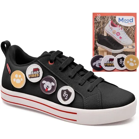 Tênis Infantil Casual Mood Stickers Preto Personalizável