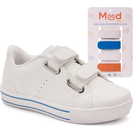 Tênis Infantil Mood Mix Branco Com Tiras Coloridas