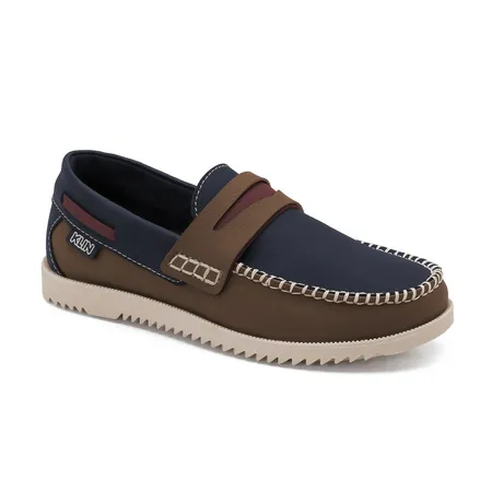 Mocassim Infantil Klin Conforto Aventureiro Marinho E Caramelo