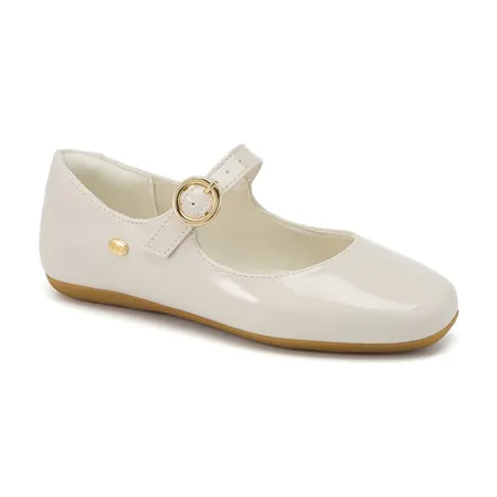 Sapatilha Infantil Mary Jane Creme Brilhante