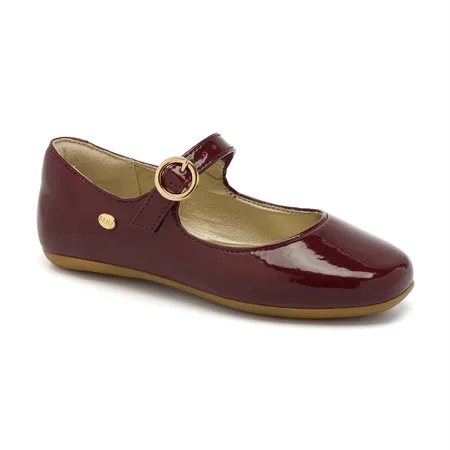 Sapatilha Infantil Klin Verniz Vinho Com Fivela