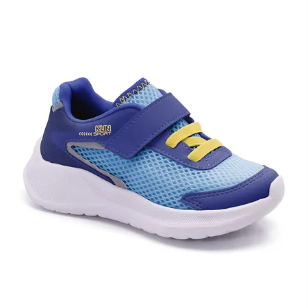 Tênis Infantil Klin Sport Azul Com Velcro E Cadarço Elástico