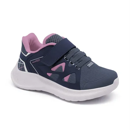 Tênis Infantil Klin Marinho E Rosa Fofinho Com Velcro