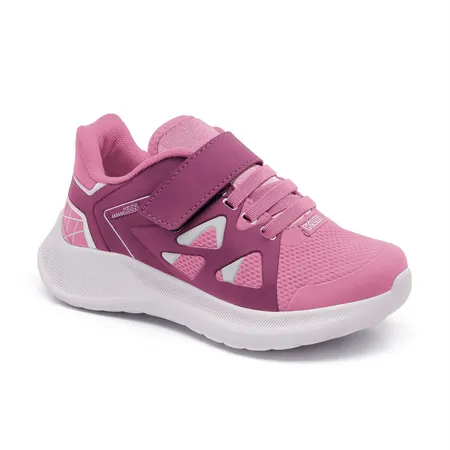 Tênis Infantil Klin Com Velcro E Cadarço Rosa E Roxo