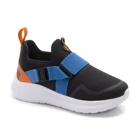 Tênis Infantil Slip On Kidy Smart Preto Azul Laranja
