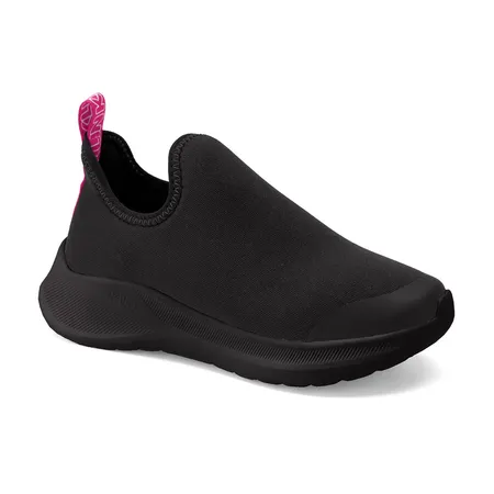 Tênis Infantil Slip-On Kidy Charme Preto E Rosa