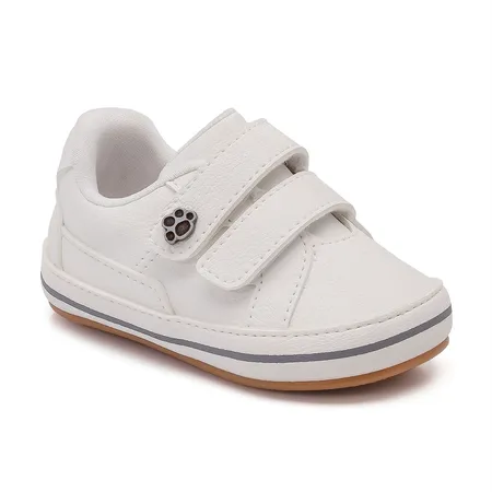 Tênis Infantil Fofinho De Velcro Branco Com Charme De Patinha
